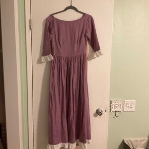 Son de Flor Style Purple Cottagecore Linen Dress, Size XS